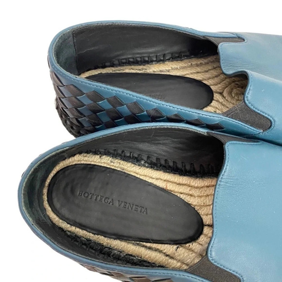 Bottega Veneta Leather Woven Espadrilles Mens 5 / 38 Slide On Shoes Blue Black - Picture 7 of 14